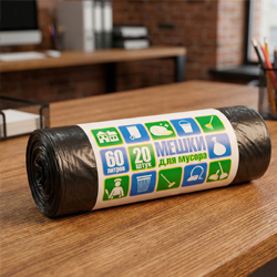 Default Мешки для мусора офисные 60л ПНД (Тарная упаковка 50 рулонов / 1000 шт)