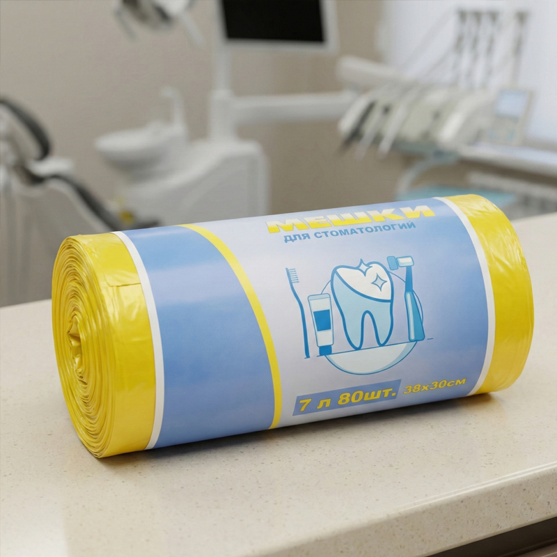 Мешки для мусора 7л ПНД Желтые (Оптовая коробка 50 рулонов / 4000 шт)