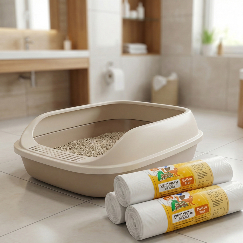 Пакеты гигиенические для лотка 65х45 см ПНД (Коробка 100 рулонов)