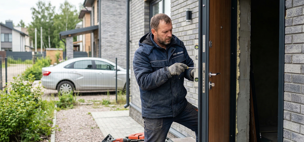 Уличная металлическая утепленная дверь с терморазрывом для дома